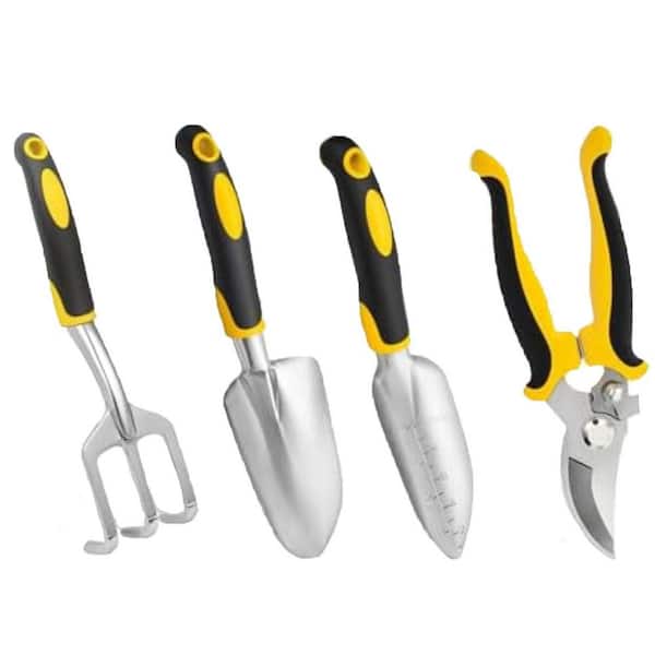 Misopily 4-Piece Garden Tool Set Heavy Duty Aluminum Rust-Proof Ergonomic Non-Slip Handle for Digging and Pruning
