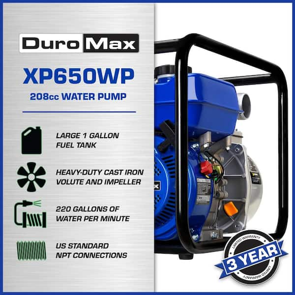 DUROMAX 7 HP 3 in. Portable Gasoline Engine Water Pump XP650WP 