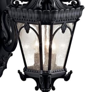 Tournai 3-Light Textured Black Outdoor Hardwired Wall Lantern Sconce with No Bulbs Included (1-Pack)