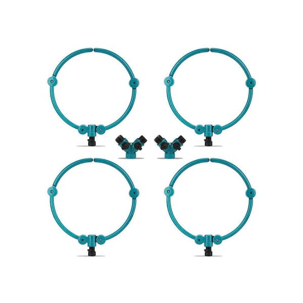 13 Gal. ABS Tree Watering Bag for Slow Release Drip Irrigation 4 Pack Adjustable Ring System with Y Hose Splitter Green