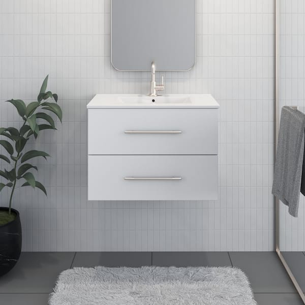 Napa 30 in. W x 18 in. D Bath Vanity in White with Ceramic Vanity Top in White with White Basin