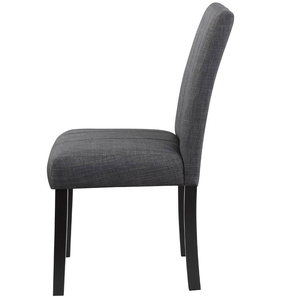 Kusa 45" Round Black Engineering Stone Dining Set with Gray Upholstered Chairs