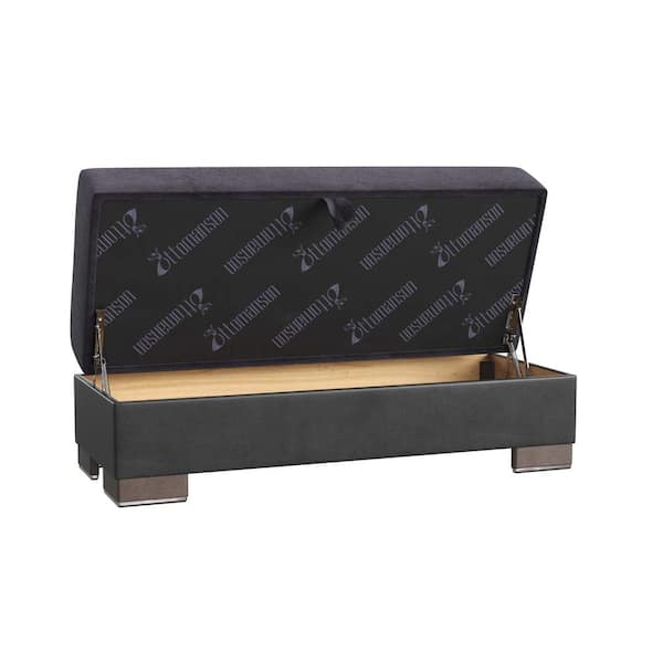 Ottomanson Basics X Collection Black Ottoman With Storage