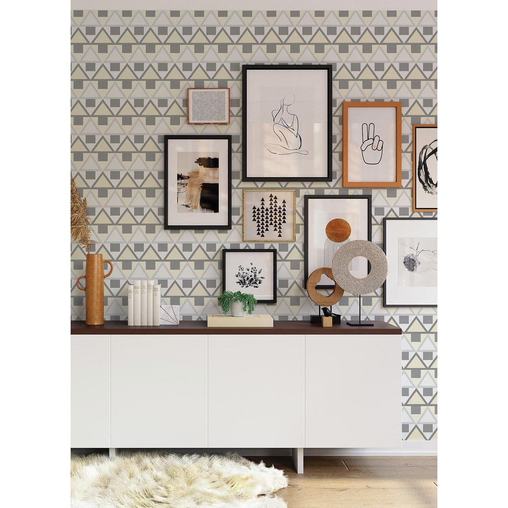 Grey and Yellow Geometric Peel and Stick Wallpaper