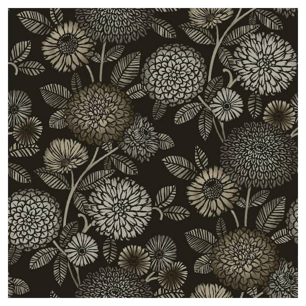 Chesapeake Zalipie Floral Trail Black Prepasted Non Woven Wallpaper