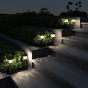 16 in. Tall Copper Outdoor Integrated LED Landscape Stainless Steel Solar Path Light (Set of 8)