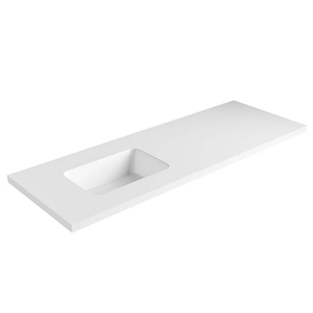 True 63 in. W Solid Surface Vessel Vanity Top in Matt White with Matt White