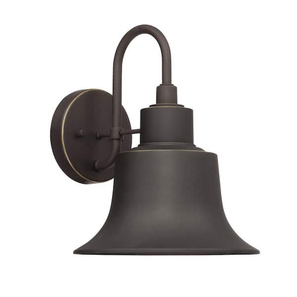 Capital Lighting Fixture Company Brock 11.5 in. H 1-Light Oiled Bronze Outdoor Hardwired Barn-Style Wall Lantern Sconce with No Bulbs Included