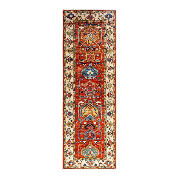 Serapi Orange 2 ft. x 8 ft. Tribal Wool Indoor Area Rug