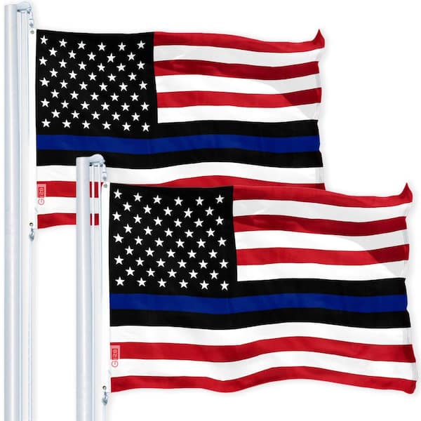 3 ft. x 5 ft. Printed 150D Polyester Police Blue Lives Matter Flag (2-Pack)