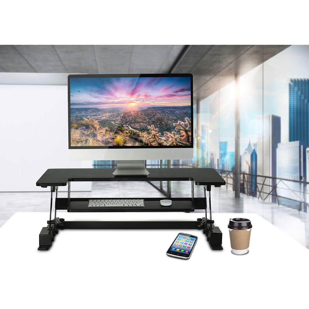 Black Adjustable Standing Desk Converter with Gas Lift
