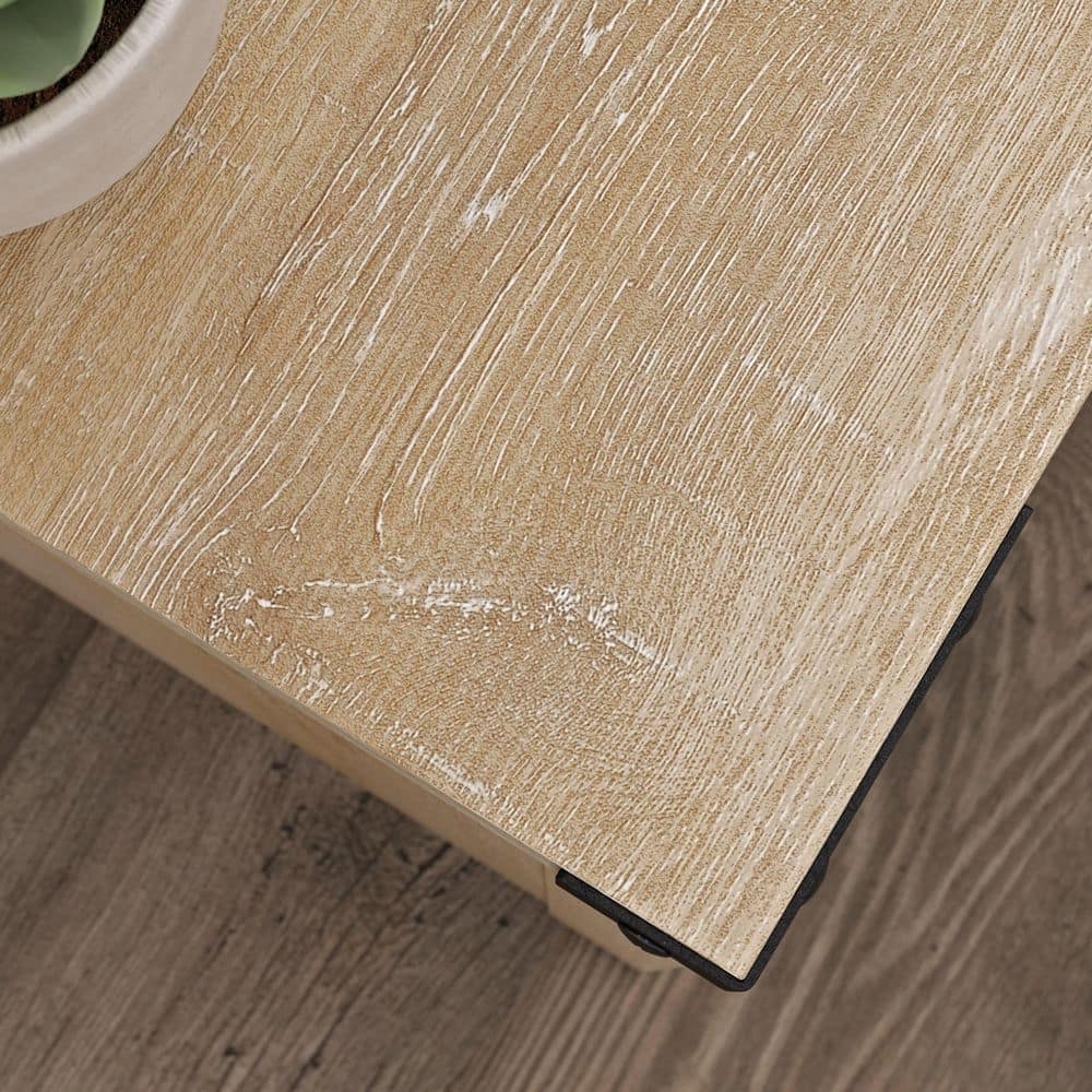 Orchard Oak Rustic Wood and Metal Side Table with Storage