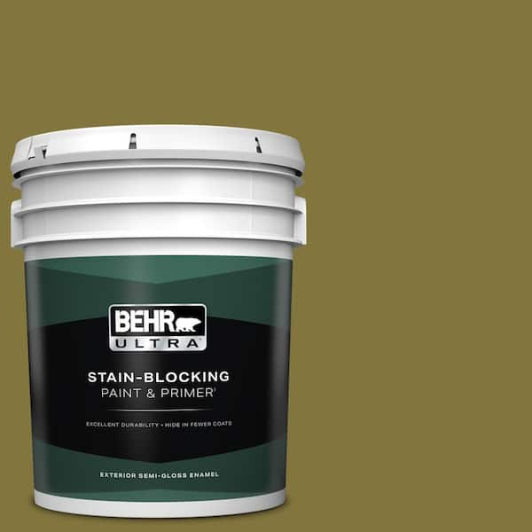 BEHR ULTRA 5 gal. #390D-7 Marsh Grass Semi-Gloss Enamel Exterior Paint & Primer