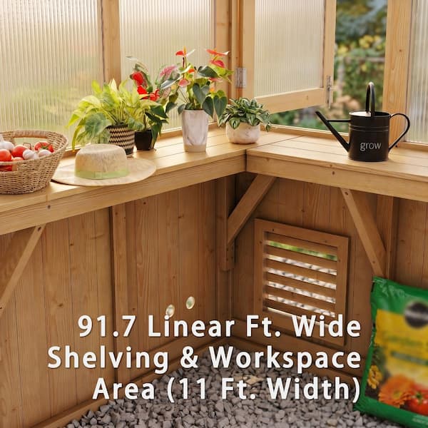 FUFU&GAGA 17 ft. W x 12 ft. D x 8 ft. H Cedar Wood Natural 3-in-1