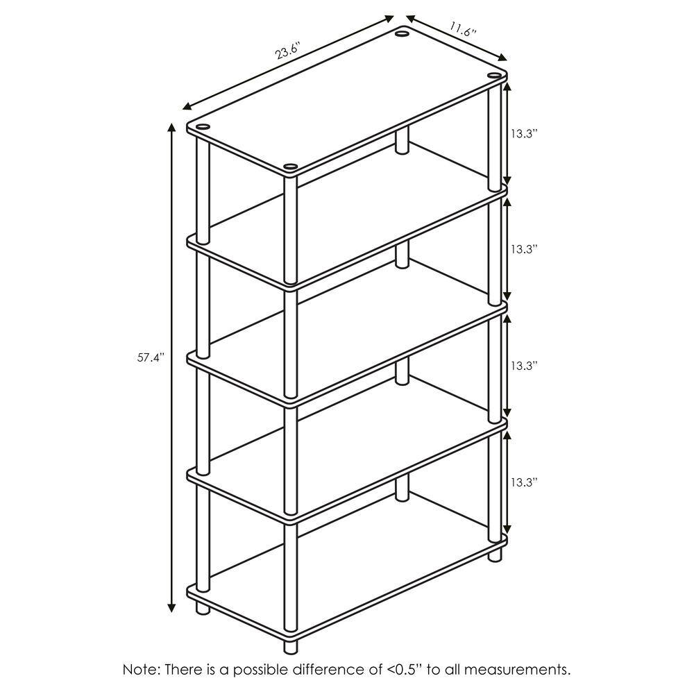 Laminated Black & Light Cherry 5-Tier Round Tube Shelf