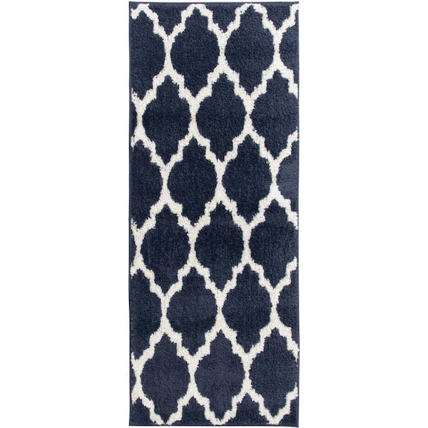 Seyward Blue/Buff 2 ft. x 5 ft. Trellis Runner Rug