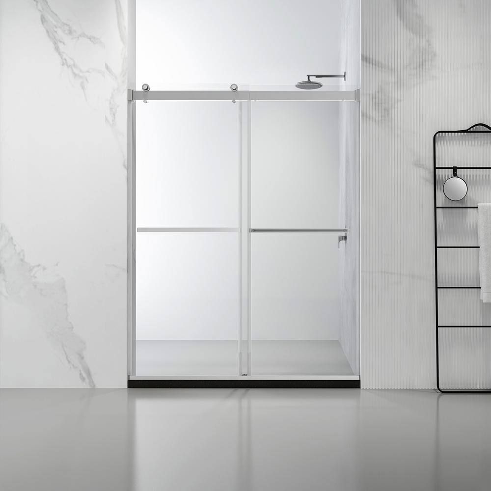 64 x 76 in. Polished Chrome Clear Glass Sliding Shower Door