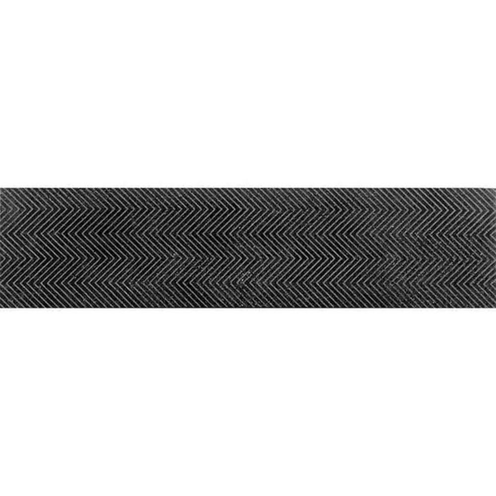 Artisana 3 x 6 in. Eastern Black Textured Etched Chevron Elongated Marble Subway Tile Sample price history on PriceWatchPro