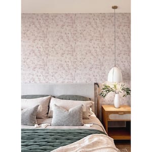 Ashley Stark Pink Blush Hana Botanical Peel and Stick Wallpaper Sample