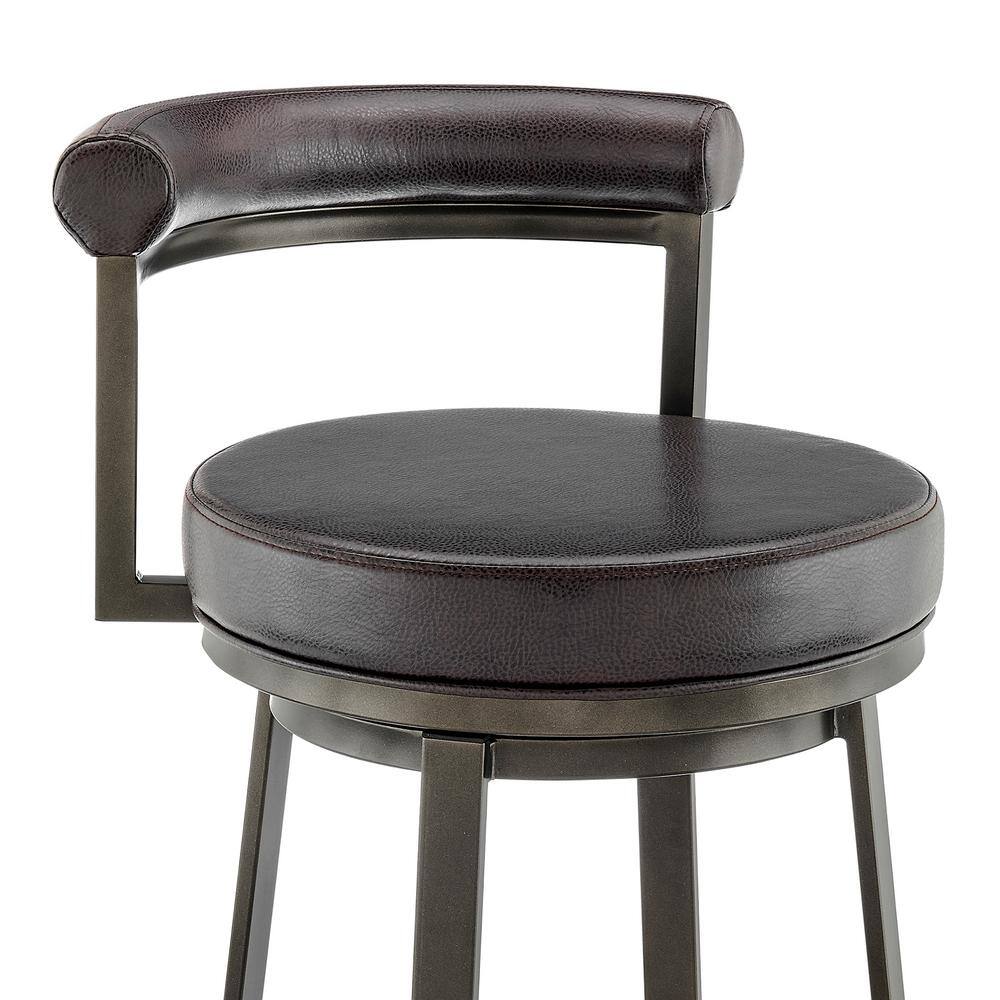 Adjustable Mocha Swivel Counter Stool in Brown Faux Leather