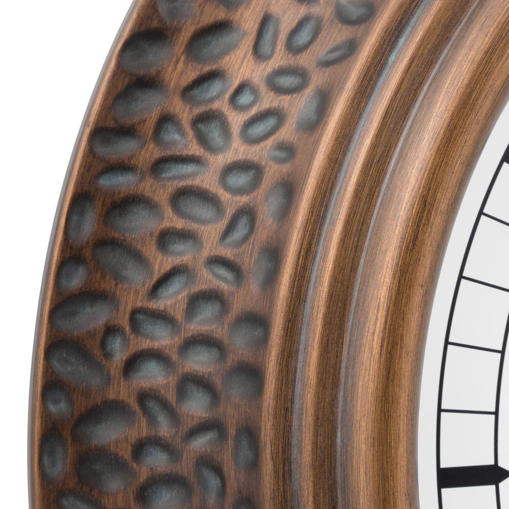 21-Inch Bronze Analog Wall Clock with Thermometer and Hygrometer