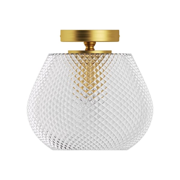 Raleigh 9.8 in. Single Head Brass Semi-Recessed Ceiling Light (Bulb not Included).