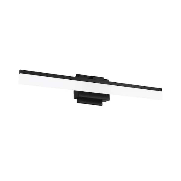 Eglo Palmital 1 23.46 in. W x 3.15 in. H Matte Black Integrated LED Bathroom Vanity Light with Frosted Acrylic Shade