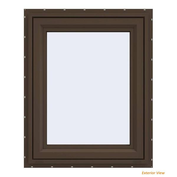 JELD-WEN 29.5 in. x 35.5 in. V-4500 Series Brown Painted Vinyl Right-Handed Casement Window with Fiberglass Mesh Screen