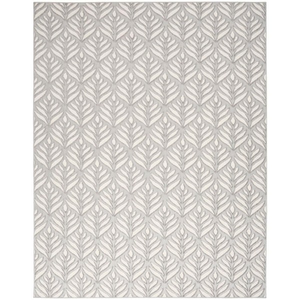 Nourison Aloha Grey 8 ft. x 11 ft. Botanical Contemporary Area Rug