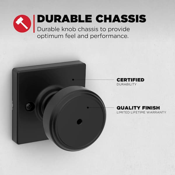 Kwikset Maven Matte Black Square Bed/Bath Door Knob 300MNK SQT 514