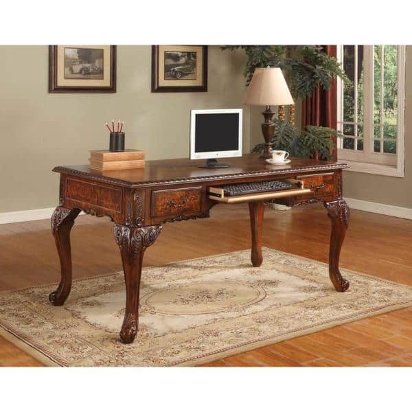 60" Cherry Walnut Executive Desk with Keyboard Tray and Drawers