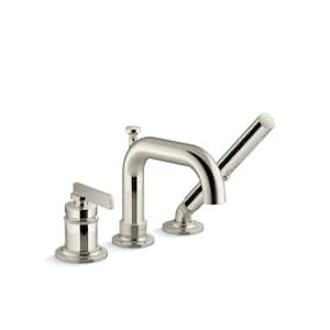 Castia By Studio McGee Single Handle Deck-Mount Bath Faucet with Handshower in Vibrant Polished Nickel