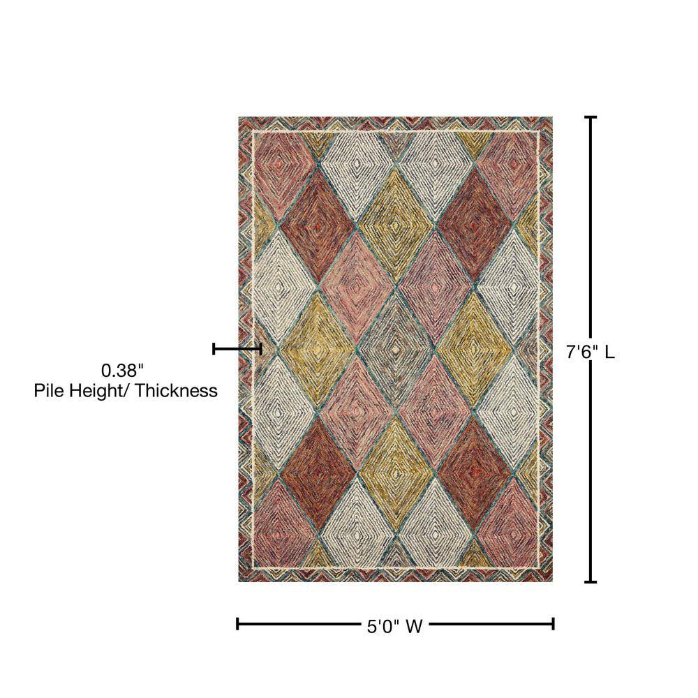 Handmade Geometric Multicolor Wool 5' x 7' Area Rug