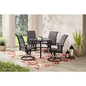 High Garden Black Steel Padded Sling Outdoor Patio Swivel Dining Chairs (2-Pack)