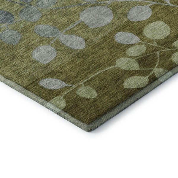 Mayfield Premium Machine Washable Abstract AMF1900 Olive 2 ft. x 3 ft. Area Rug
