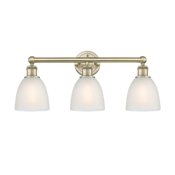 Castile 24 in. 3-Light Antique Brass Vanity Light with Glass Shade