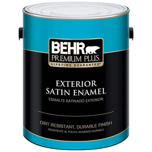 BEHR PREMIUM PLUS 1 gal. Medium Base Satin Enamel Exterior Paint and Primer in One