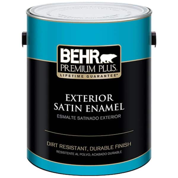 BEHR PREMIUM PLUS 1 gal. Medium Base Satin Enamel Exterior Paint & Primer