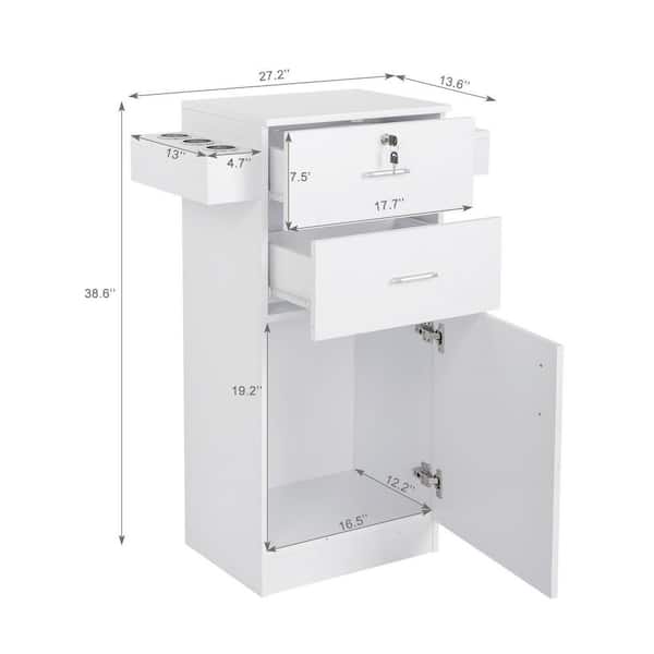 Karl home White Beauty Salon Cabinet Storage Cart Hair Dryer