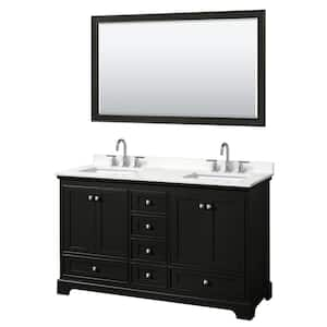 Deborah 60 in. W x 22 in. D x 35 in. H Double Bath Vanity in Dark Espresso with White Quartz Top and 58 in. Mirror