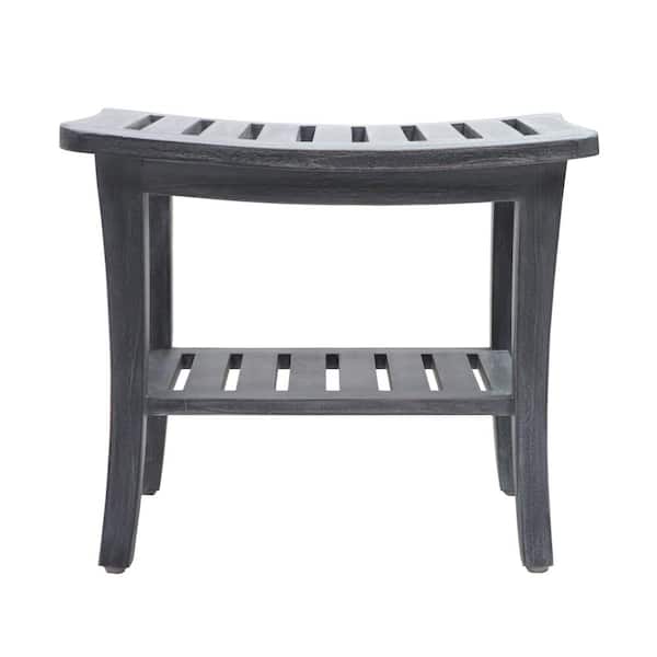 Unbranded 17.5 in. x 20 in. x 13.5 in. Weathered Gray Genuine Teak Bench