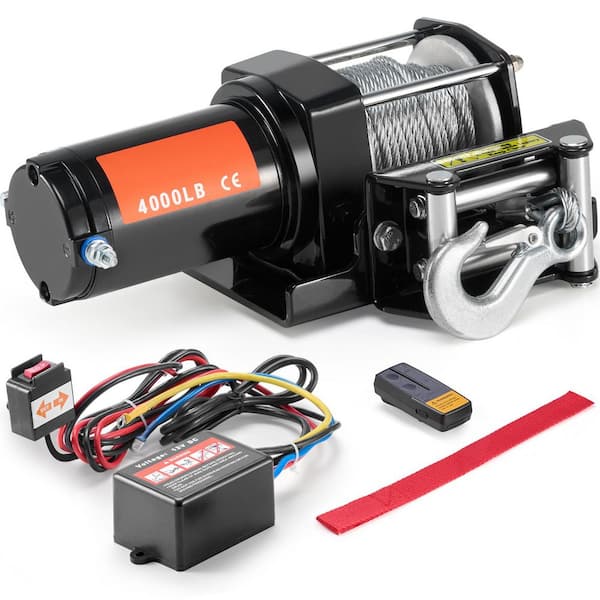 SKYSHALO Electric Winch, 4000 lbs. Line Pull Capacity, 12V DC ATV