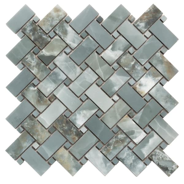 Apollo Tile Splendor 4 in. x 0.37 in. Matte Green Porcelain Mosaic Wall and Floor Sample Tile (0.14 sq. ft./case) (1-pack)