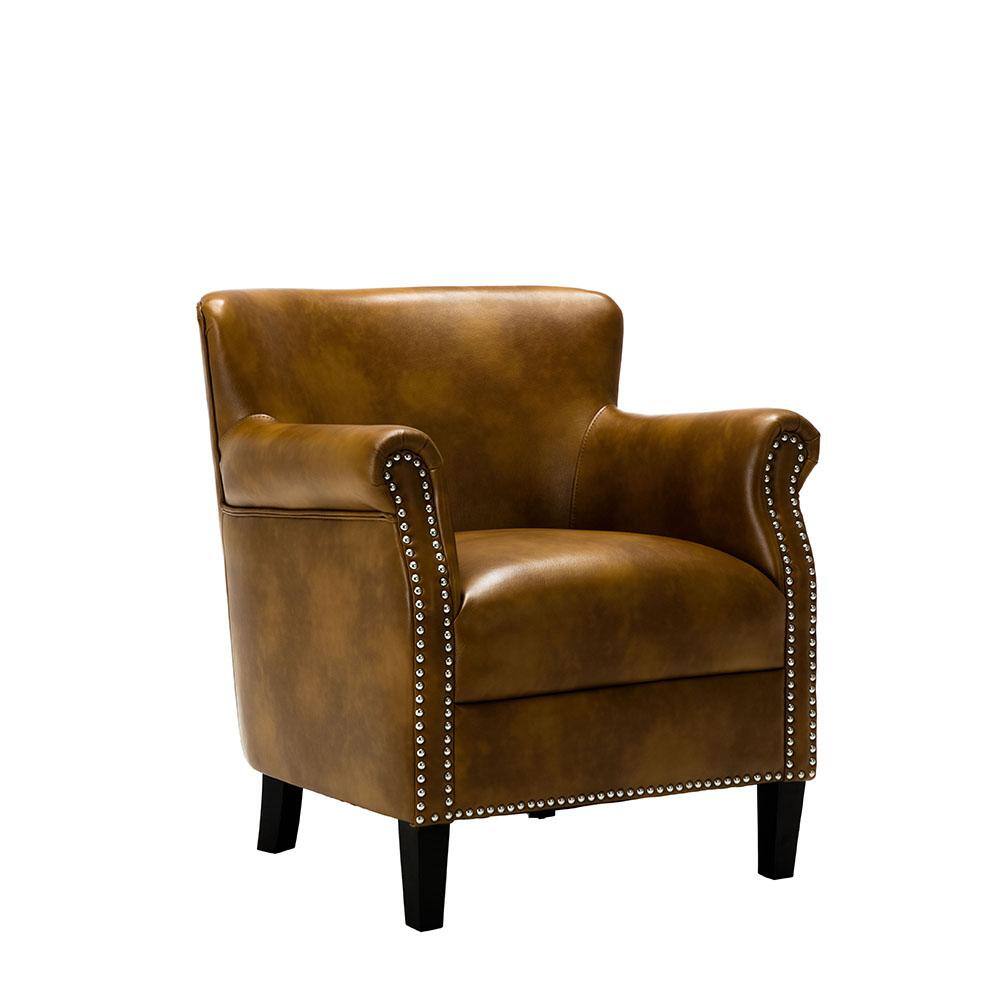 Traditional Holly Red Leather Gel Club Chair with Wood Accents