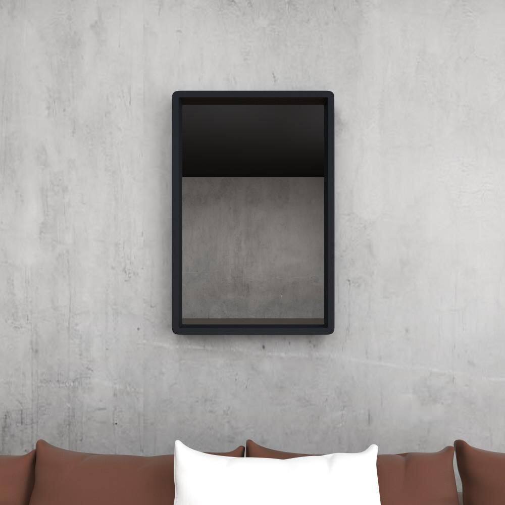 Elegant Matte Black Solid Wood Rectangular Wall Mirror 24" x 36"
