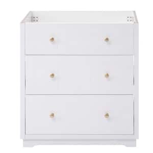 29.1 in. W x 17.7 in. D x 32.9 in. H Freestanding Bath Vanity Cabinet without Top with Metal Handle, Drawers in White