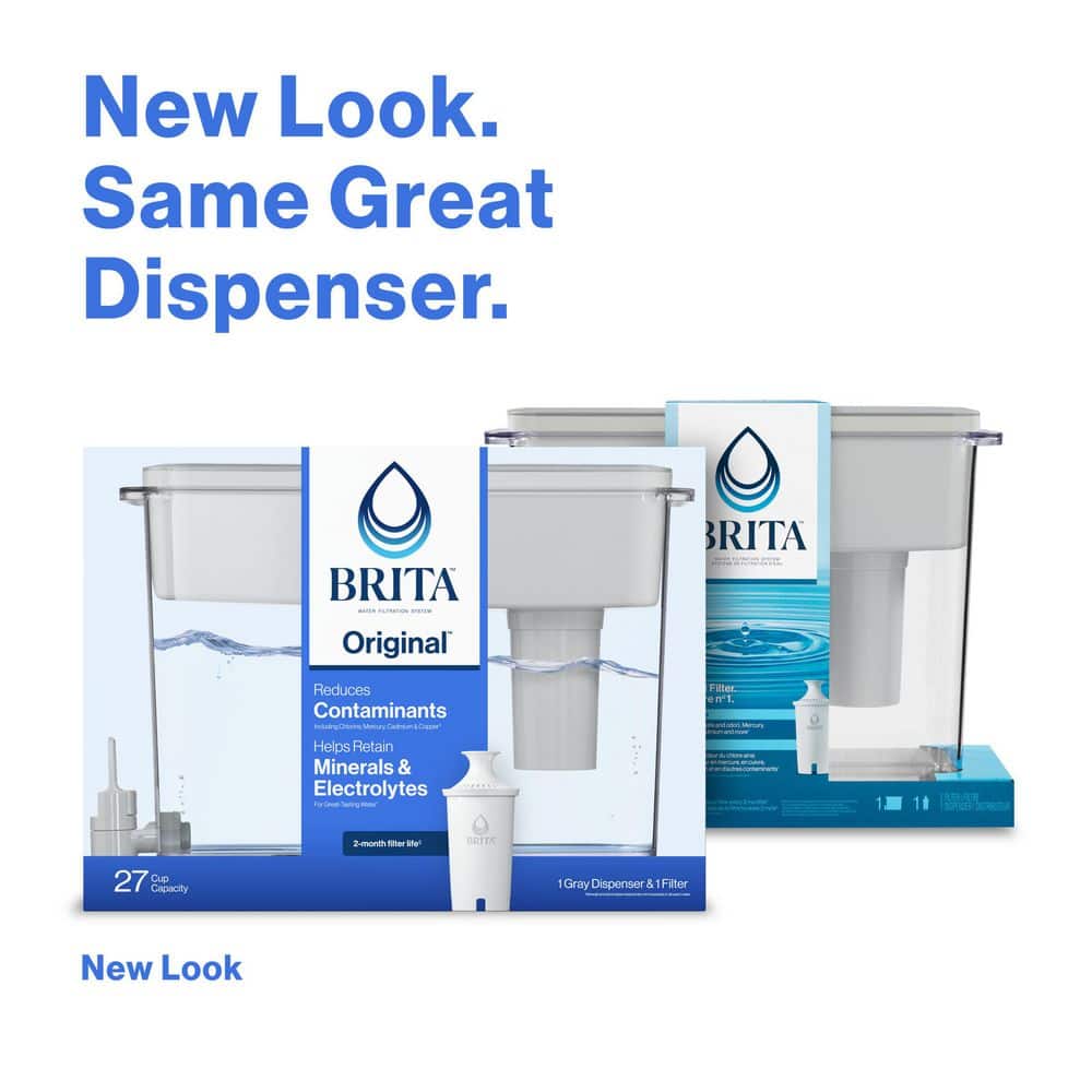 Brita UltraMax 27-Cup Extra Large Filtered Water Dispenser in Gray with 1-Standard Filter, BPA Free