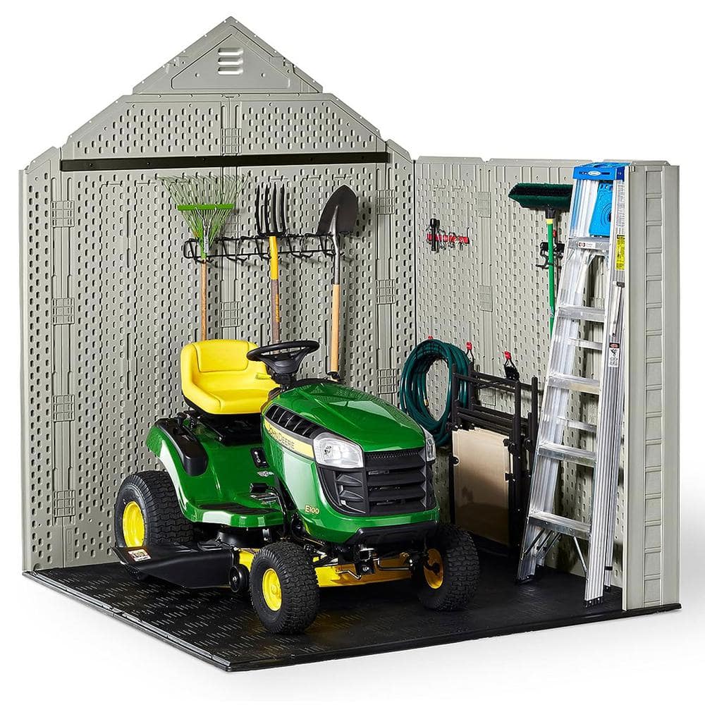 Beige 7' x 7' Resin Outdoor Storage Shed with Windows