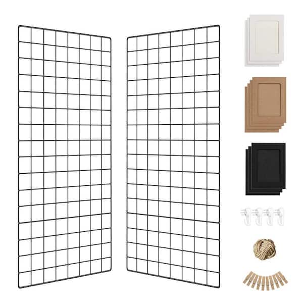 15.7 in. x 31.5 in. Wall Photo Grid Shelf, Wall Hanging Ins Art Display Grid Panel Remesh for Decor and Storage