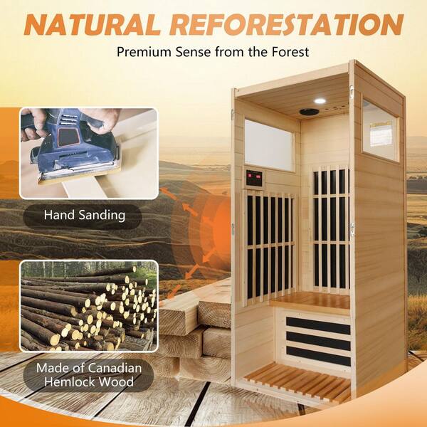 Aoibox - 1-Person Graphene Far Infrared Sauna Room Dual Audio Bluetooth